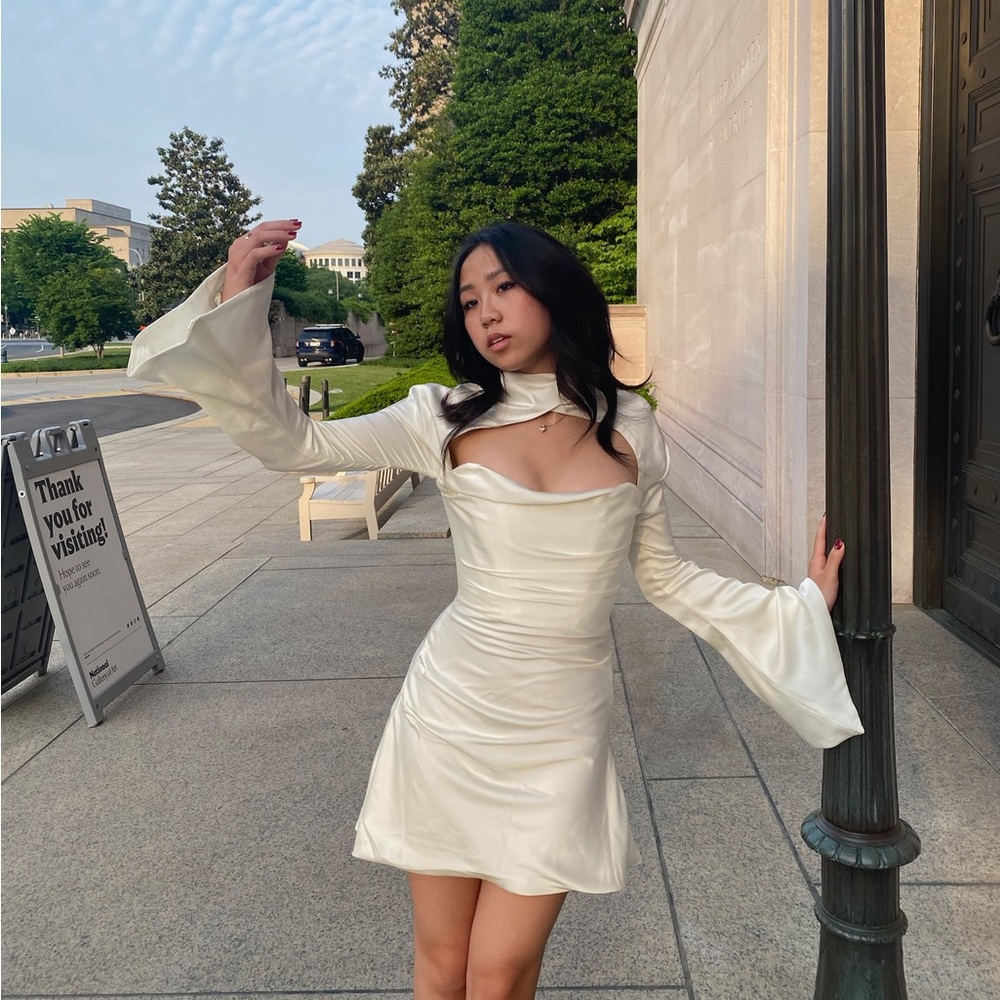 HOUSE OF CB toira ivory draped corset dress